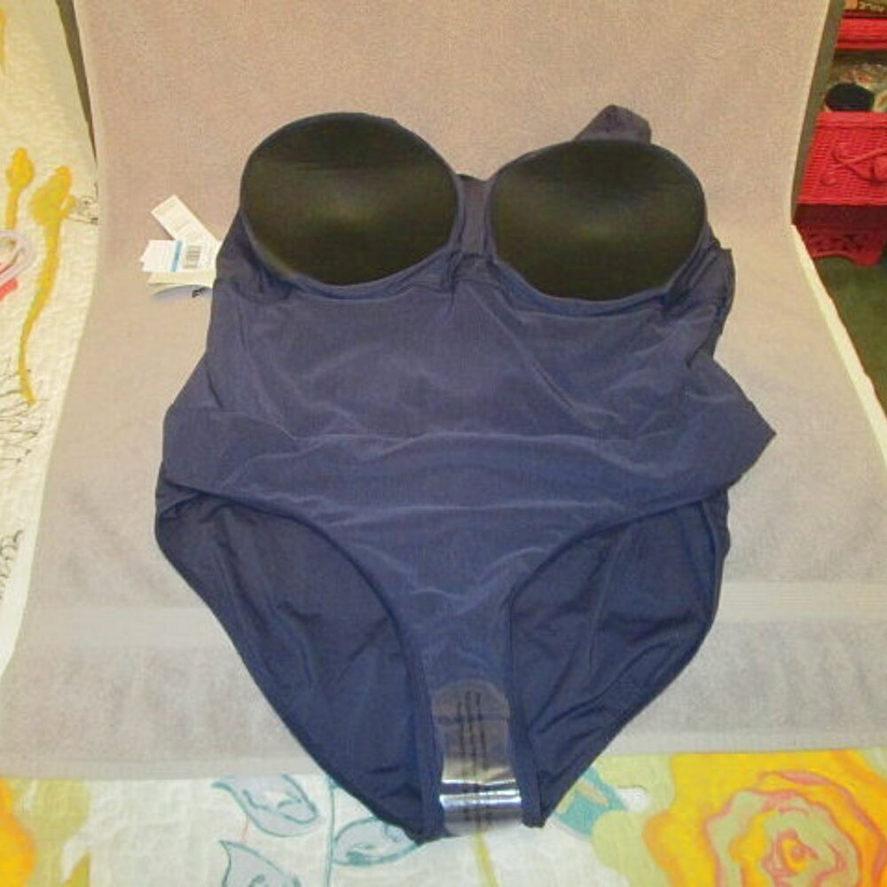 Jantzen One Piece Swimsuit Size 28W Slimming UPF Tummy Control Surplice Draped - Picture 10 of 12